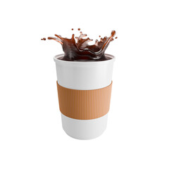 take away coffee cup with coffee splash 3d illustration