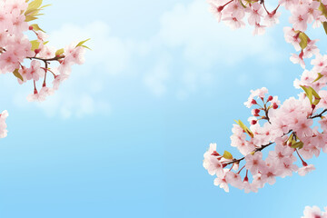 Spring branches of cherry blossoms against the sky