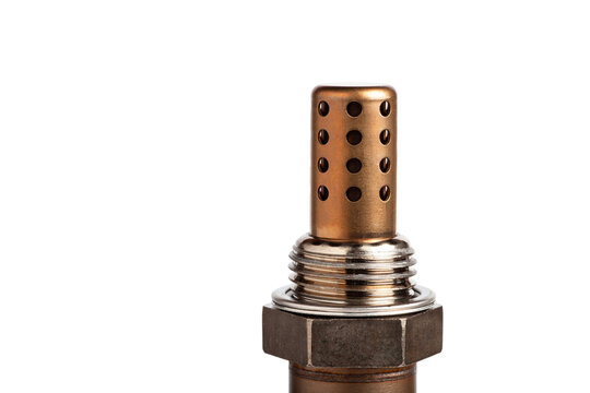 Oxygen sensor close up for gasoline and diesel engines isolated on white background. lambda probe is reliable component to optimize your car's performance