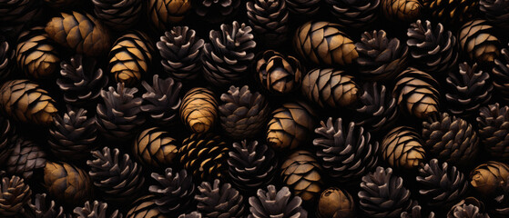 Pine cones background. Computer digital drawing. - obrazy, fototapety, plakaty