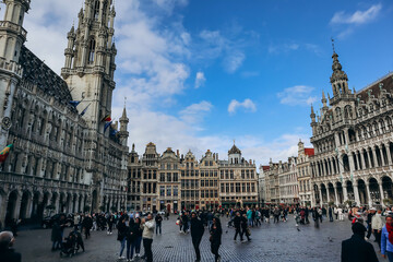 Fototapeta premium Brussels, Belgium - October 21, 2023: The Grand Place (or Grote Markt) is the central square of Brussels, Belgium.