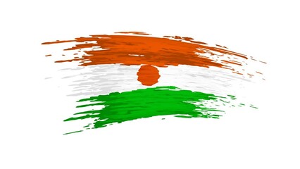 Niger flag animation. Brush painted nigerian flag on a white background. Brush strokes. Niger state patriotic national banner template. Place for text. Animated design element, seamless loop