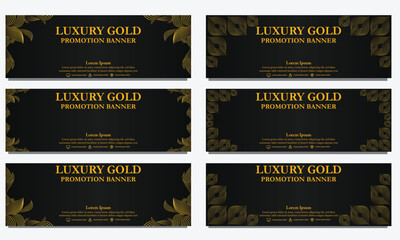 golden floral  horizontal banner template. Suitable for web banner, banner and internet ads design - obrazy, fototapety, plakaty