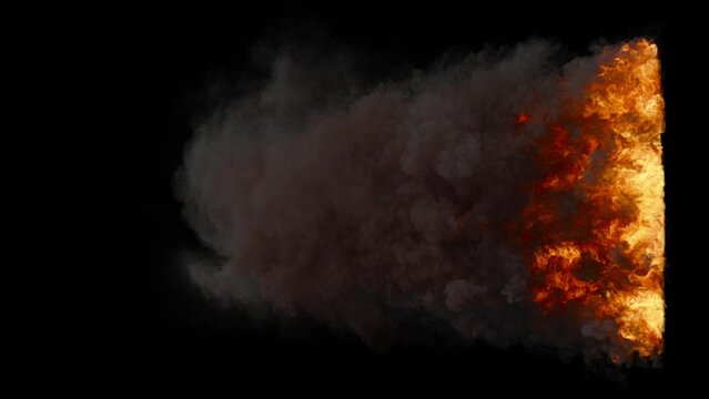 Ground Fire Black Smoke 02 Visual Effects Element
