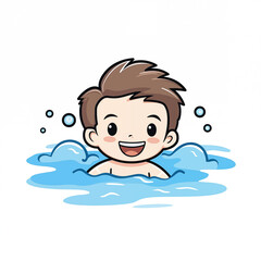 Obraz na płótnie Canvas boy swimming in the pool