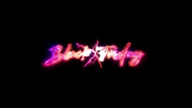 Black Friday Glow pink neon Abstract Lightning text animation on black abstract background  