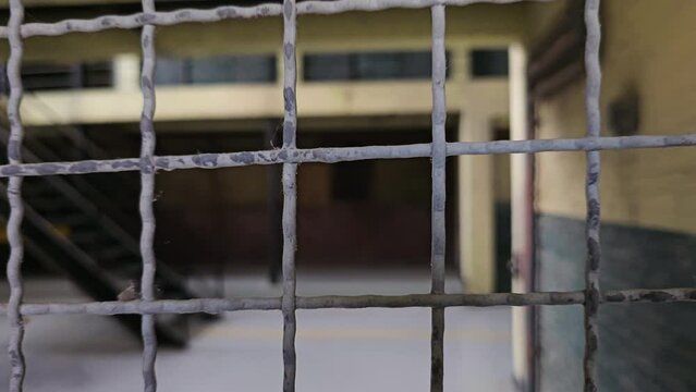 Looking Though Wire Inside Old Korean Prison at Iksan Film Set