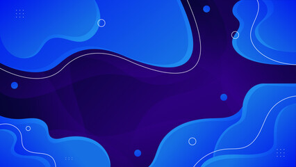Gradient Background with Waves, Lined and Dots in Blue and Dark Blue Colors. 