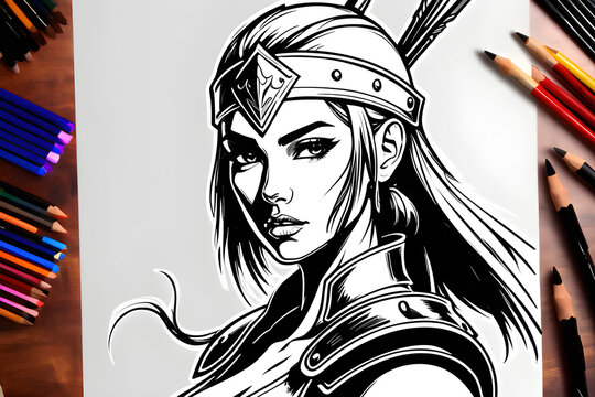 beautiful female warrior. Genverative Ai.