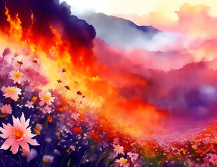 Obraz na płótnie Canvas Flower Amidst Flames