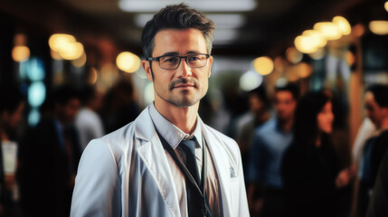 Fototapeta premium Corporate portrait of a medical doctor. Generative AI