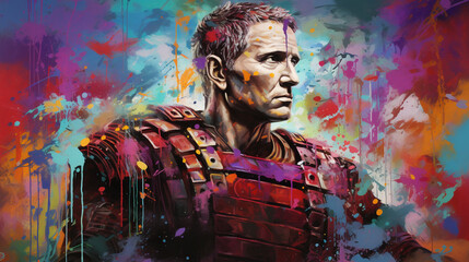 Jules César en portrait triomphant coloré