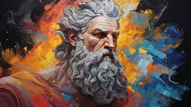 Illustration color&eacute;e du Dieu de la mythologie grec Zeux