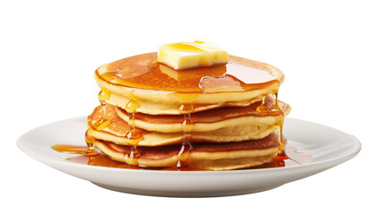 Stack of pancakes with syrup, transparent background - obrazy, fototapety, plakaty