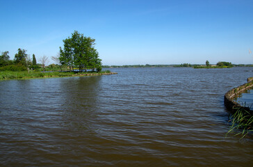 Landscape of a lake with blue water
