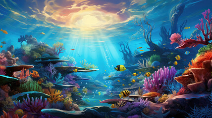 Obraz na płótnie Canvas Underwater World - Marine Life Spectacle