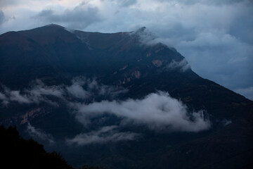 incredible sunset of the snowy mountains of lake di como in italy