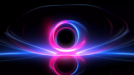 A computer generated image of a blue and pink light with a black background and a blue and pink light