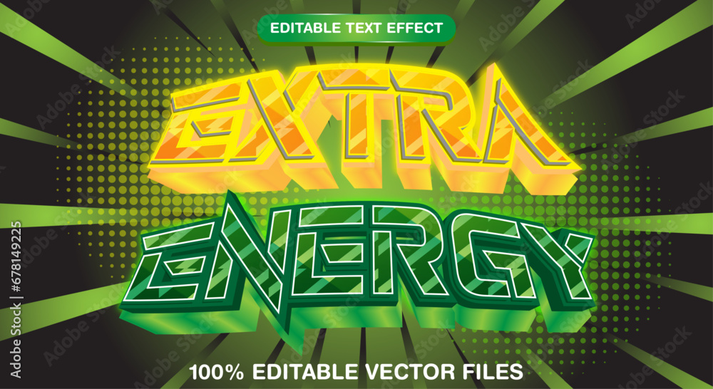 Poster extra energy 3d editable text style effect with attractive background