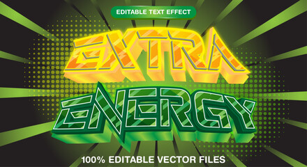 Naklejka premium Extra Energy 3d editable text style effect with attractive background