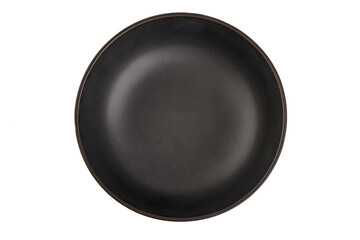 Ceramic black matte bowl, isolated on white background.