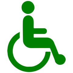 A Green silhouette of a person in a wheelchair