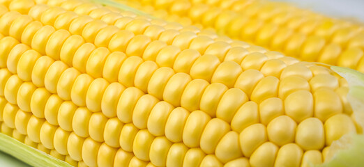 Texture of yellow ripe sweet corn. Natural background. Close-up.