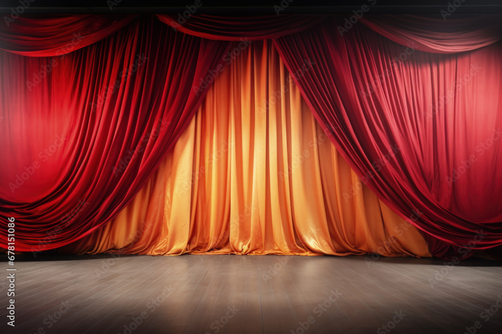 Aufkleber unoccupied circus stage draped silks awaiting performance background with empty space for text