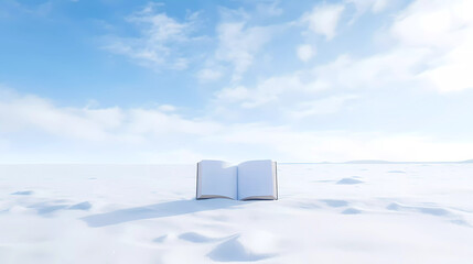 A snow covered ground with a sky background and a white light in the middle of the picture and a snow covered ground with a sky background