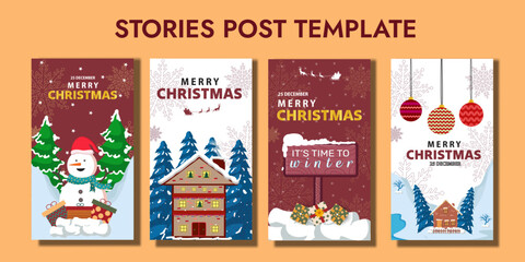 stories collection for christmas editable template, greeting card stories template, portrait Christmas background, editable Christmas portrait greeting card