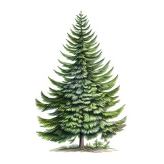 Spruce tree on transparent background, white background, isolated, icon material, vector illustration
