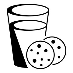 Thanksgiving Day Breakfast Concept, Glass of Milk with home made cookies Vector Icon Design, Harvest festival Symbol, Secular holiday Sign, Religious and cultural traditions Stock Illustration