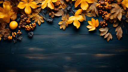 autumn frame on the dark background.