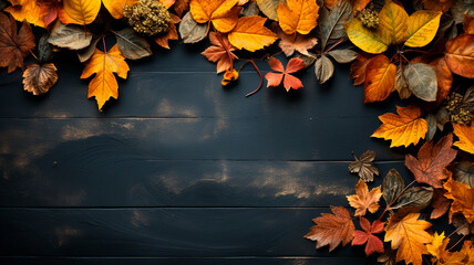 Naklejka na ściany i meble autumn frame on the dark background.