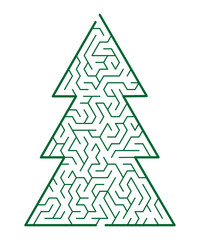  Maze game for kids. Labyrinth in the shape of a Christmas tree