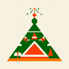 Original and stylish Christmas card. Christmas elements are drawn in a minimalistic original and modern style. 