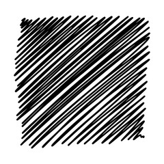 Black square shaded diagonally, texture sketch. Pen lines. 