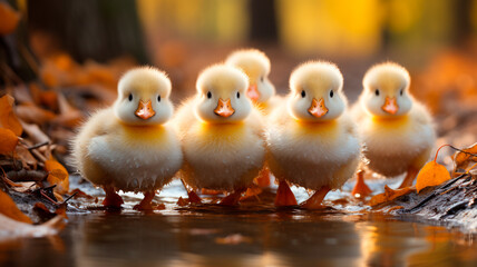 cute ducks on the lake