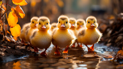 cute ducks on the lake