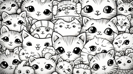 a cute coloring page featuring teddy cats