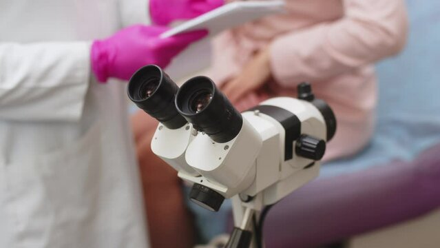 A female patient has a consultation with her gynecologist in a medical clinic. Women's health, colposcopy, examination of the uterus and ovaries.
