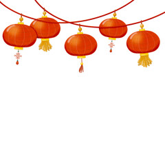 Chinese new year lantern hand drawn illustration, png, clipart - obrazy, fototapety, plakaty