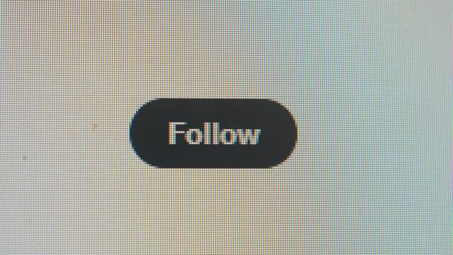 User clicking follow button, computer screen view
