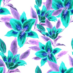 Watercolor seamless pattern with garden flowers. Vintage spring or summer floral pattern. Flower seamless pattern. Botanical art. Wedding floral set. Watercolor botanical design.  © Natallia Novik