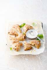 Homemade scones with sugar glaze