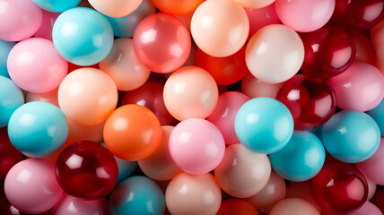 Fototapeta premium many colorful rubber balls in row