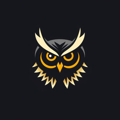 A flat vector simple logo of an Owl