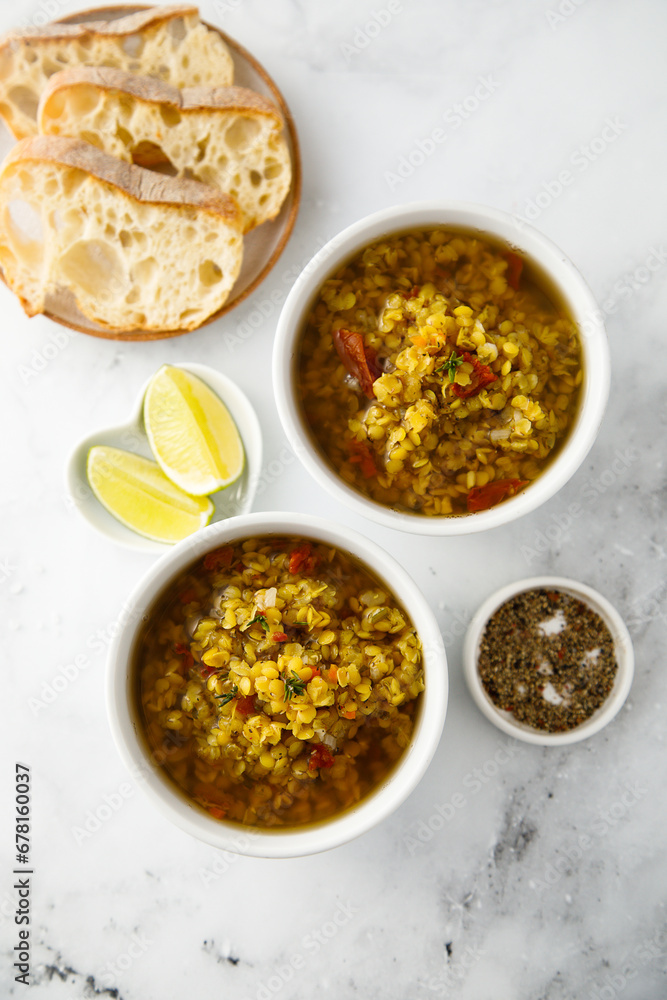 Canvas Prints homemade lentil soup with spices