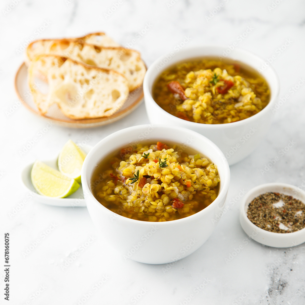 Canvas Prints homemade lentil soup with spices