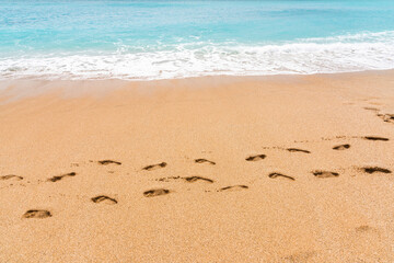 Close-up of the footprint on the beach of Baishawan in the Kenting National Park of Pingtung, Taiwan.